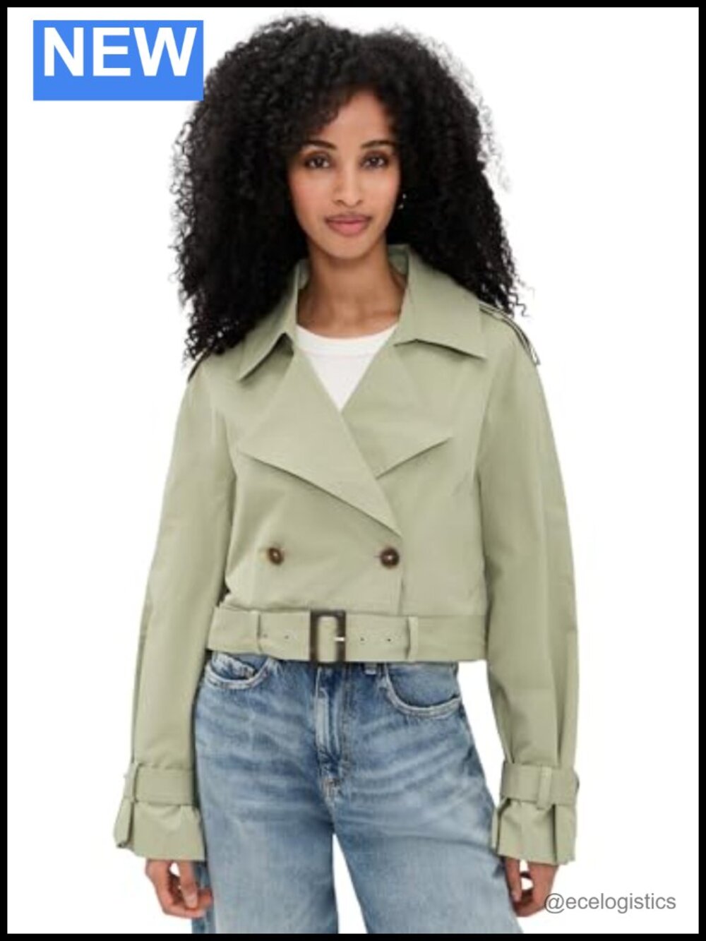 Women's Cropped Trench Jacket, Cotton, Double-Breasted